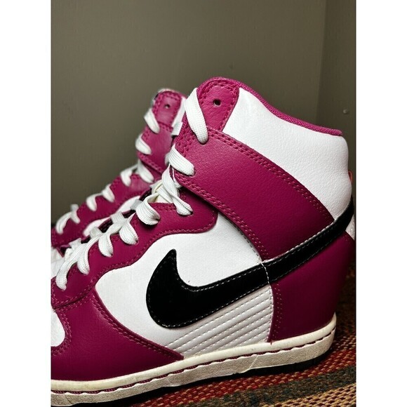 Nike Dunk Sky Hi Bright Magenta Sneakers 528899-502 Black White Wedge 7.5 - Picture 5 of 12